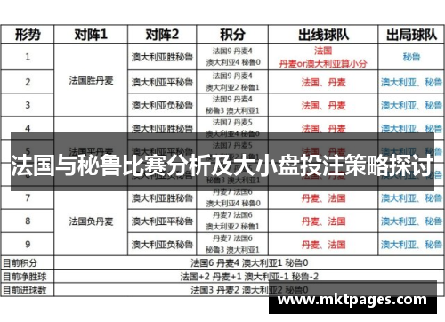 法国与秘鲁比赛分析及大小盘投注策略探讨